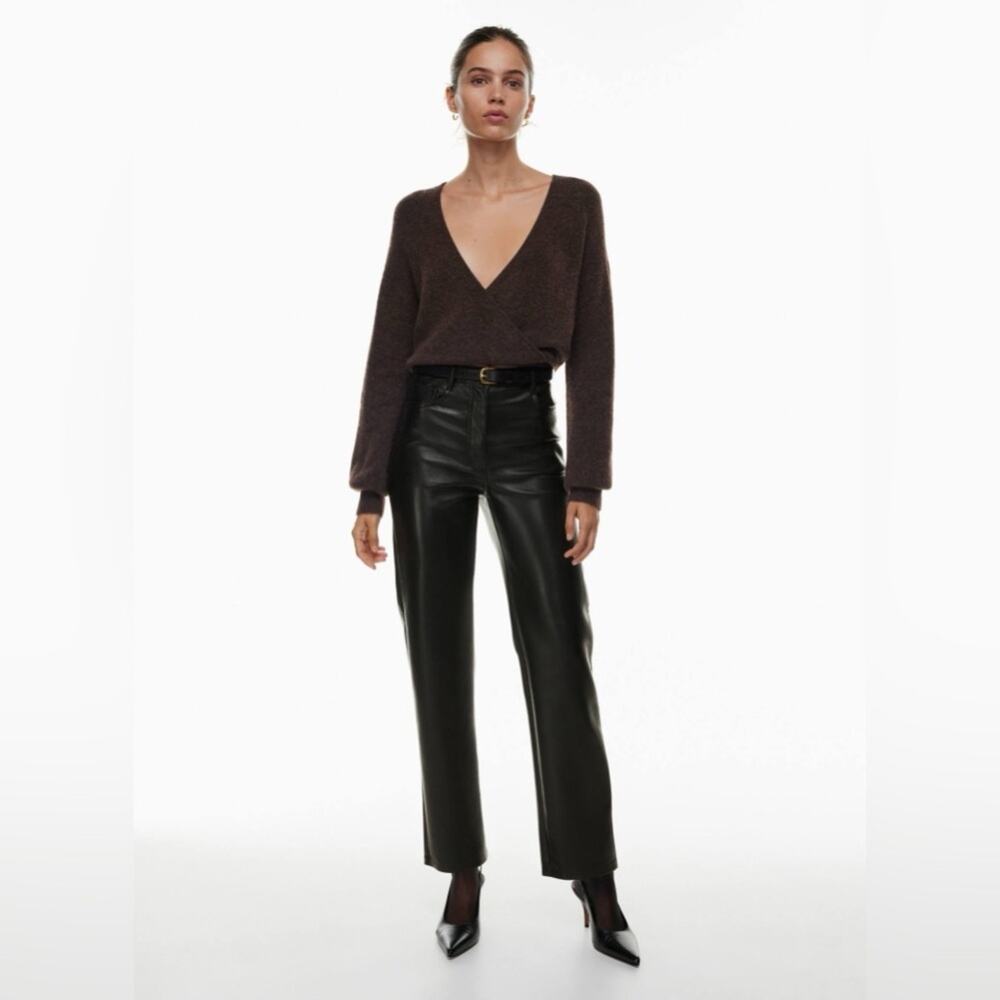Aritzia Wilfred The Melina Faux Leather Trouser Pants in Black Size 8